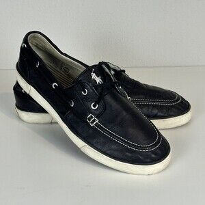 Polo Ralph Lauren Sander Leather Boat Loafers Black 13D
